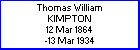 Thomas W Kimpton, born 12 March 1864